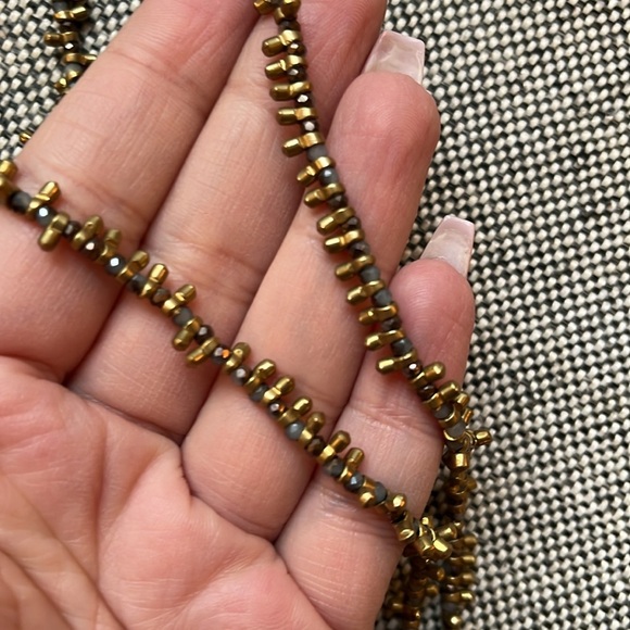 ✨ Unique Boho Gem and Antique Gold Statement Necklace ✨ 25” - Picture 10 of 13